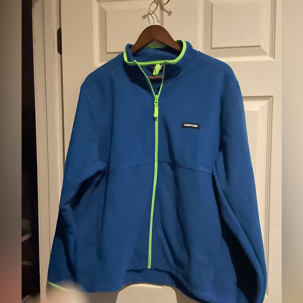 Lands End Blue zipper fleece jacket-large